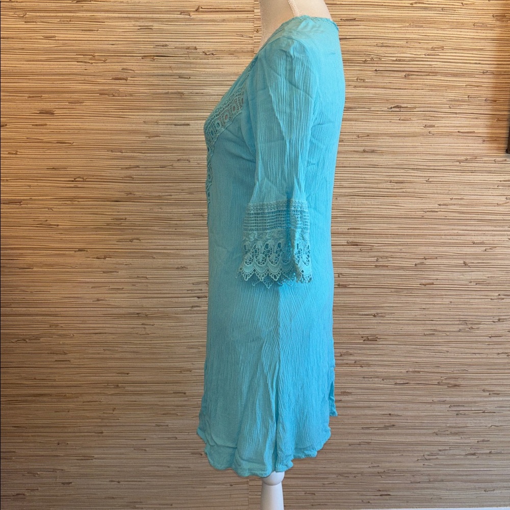 Wrangler Rock 47 Teal V-Neck Guaze Tunic Dress large. EUC - Picture 2 of 8